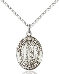 925 Sterling Silver Our Lady Guadalupe Virgin Mary Medal Necklace Pendant - Picture 1 of 1