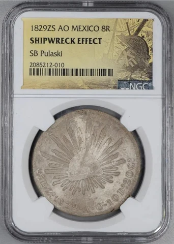 1829 Zs Ao Mexico 8 Reales SB Pulaski Shipwreck NGC Cover