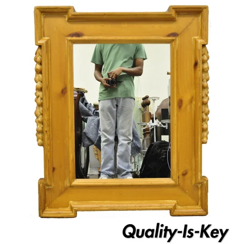 Vintage Italian Baroque Style Carved Knotty Pine Wood Country French Wall Mirror Cover