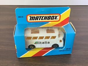 Matchbox Superfast No. 65 Airpot Coach “Alitalia” Side Labels In UK Window Box
