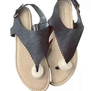 New - Womens Size 11 XL Lauren Conrad Solid Black Flip Flop Sandal Adjustable - Picture 1 of 12