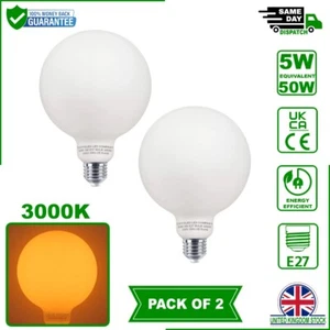 5W G80 E27 LED Bulbs Warm White, Frosted Glass Material Globle Bulbs in UK 2Pack - Picture 1 of 5