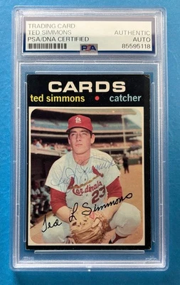 1971 Topps #117 Ted Simmons autografado cartão de novato RC PSA autenticado - Imagem 1 de 2
