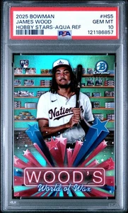 2025 Bowman Hobby Stars #HS5 James Wood Aqua Refractor /125 RC PSA 10 Gem Mint - Bild 1 von 2