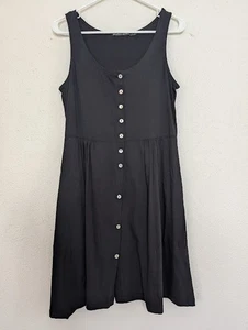 Gudrun Sjoden Women’s Black Dress Size Small 100% Cotton Lagenlook Button Up - Picture 1 of 5