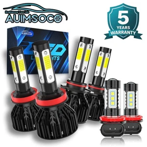 LED Headlight 6Pcs Kit 9005 H11 High Low Beam & H11 Fog Light Bulbs 6000K - Picture 1 of 17