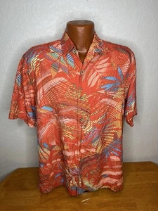 Men's Tommy Bahama Relax S/S Button Front Shirt Medium M - Orange - Silk - Picture 1 of 5