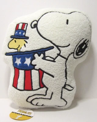 Almohada Sherpa Decorativa Patriótica Peanuts Snoopy y Woodstock NUEVA Foto 1 de 4