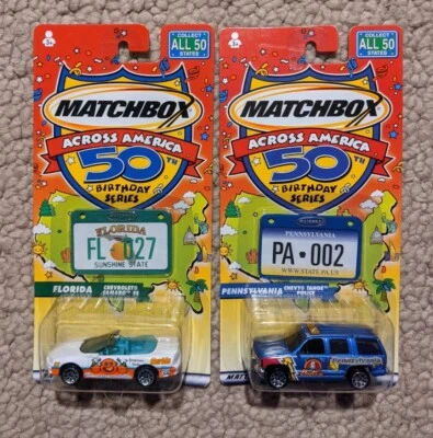 4x 2001 Matchbox Across America 50th Birthday Series Pennsylvania Florida - Image 1 of 2