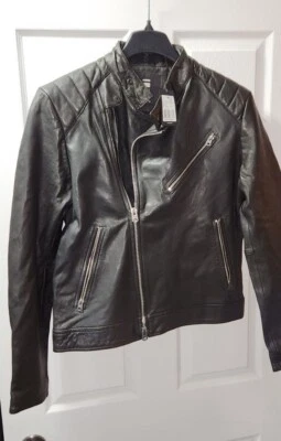 G-STAR RAW - MENS SUZAKI LEATHER JACKET BLACK SIZE MEDIUM - Image 1 of 4