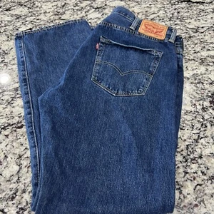 Levis 501 Jeans Herren 38x32 Straight Dark Wash Button Fly Original Baumwolle Blau - Bild 1 von 8