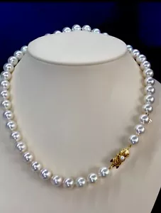 $100K Mikimoto Certify 18K YG Culture A+ 10mm Akoya Pearl 18” Necklace w/Box - Picture 1 of 12