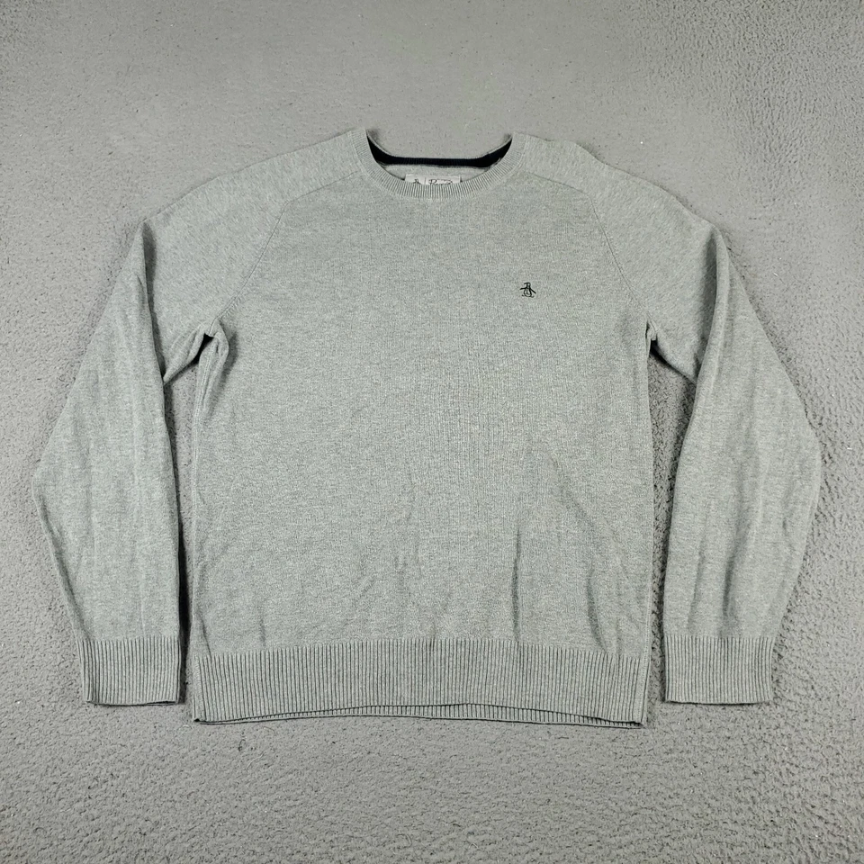 Suéter masculino Penguin Munsingwear cinza médio casual pulôver moletom - Imagem 1 de 4