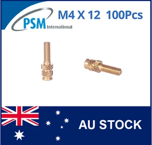 JUEGO DE 100 PIEZAS INSERTO LATÓN STUD M4X12 PARA PLÁSTICO PSM SONIC-LOK SLTSBM412MM - Imagen 1 de 9