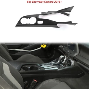 Console Gear Shift Cup Holder Panel Trim Cover For Chevy Camaro 16+ Carbon Fiber - Picture 1 of 19