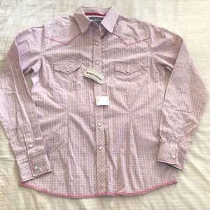 ROUGH STOCK ladies pearl snap long sleeve western shirt 100% cotton plaid SMALL - Picture 1 of 5