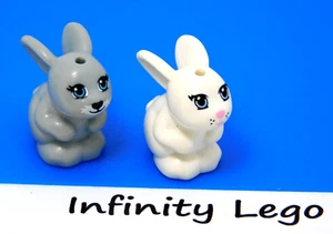 2 LEGO Friends Minifigs Animal Light Grey Bunny & White Rabbit with Pink nose - Bild 1 von 1