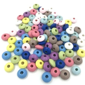  100pcs High quality Wooden Beads Flat round Spacer Beads Jewelry Making 12mm - Picture 1 of 14