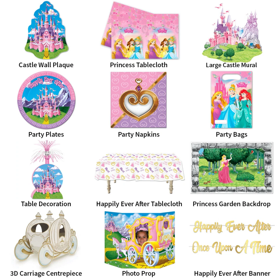 PRINCESS FAIRY TALE CASTLES THEME DECORATIONS - PARTYWARE COMPLETE SELECTION - Image 1 of 1
