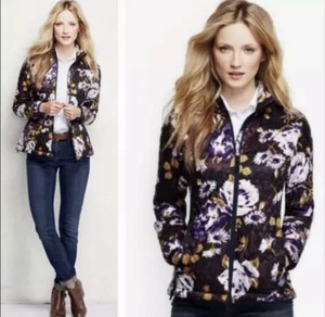 Lands End Womens Floral Printed Quilted Zip Front Jacket Size Small - Picture 1 of 8