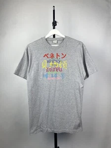 Vintage 80-90er Big Logo Benetton Einzelstich T-Shirt Herren M Größe - Bild 1 von 11