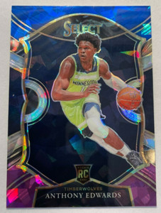 Anthony Edwards 2020-21 Panini Select RC Blue White Purple Cracked Ice Prizm