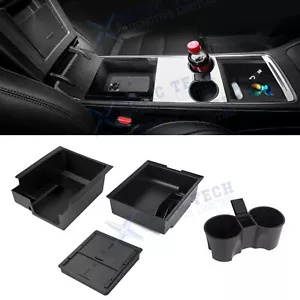 Console Armrest Insert Organizer Tray Cup Holder For Tesla Model 3 Y 2021-up - Bild 1 von 13