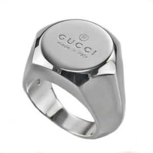 GUCCI FASHION DESIGNER .925 STERLING SILVER HEAVY SIGNET UNISEX RING size 5.5 - Picture 1 of 9