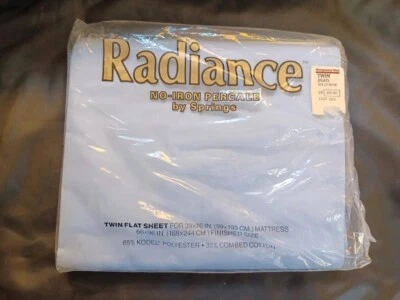 Vintage NOS Twin Flat Sheet Light Blue Radiance Per scale Spring  66" X96" - Image 1 of 4