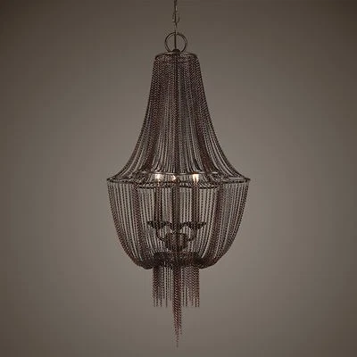 TUSCAN DARK OIL BRONZE DRAPED METAL CHAIN PENDANT CHANDELIER LIGHT 21998 - Image 1 of 4