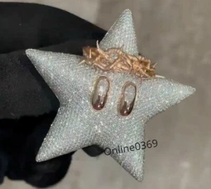 Ciondolo Charm "Puff Star" Certificato Diamante Naturale Designer Party Wear per Lui - Foto 1 di 5