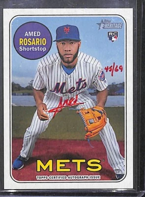 2018 Topps Heritage Real One Red Autograph #ROA-AO Amed Rosario No 45 of 69 - Image 1 of 2