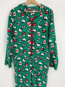 NWOT Hello Kitty Rare Hard to Find Green One Piece Footed Pajamas Size Large - Picture 1 of 11
