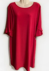  Clara Sun Woo size M hot pink elbow ruffle sleeve knee dress NEW - Picture 1 of 9
