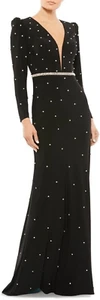 Nuevo con etiquetas Vestido Columna Manga Larga Detalle Cristal Mac Duggal Talla 16. - Imagen 1 de 10