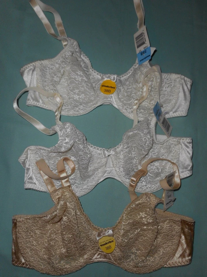 Wonderbra 38B  3 Lace Underwire Bras 2 White, 1 Nude Style #7308 New With Tags - Image 1 of 1