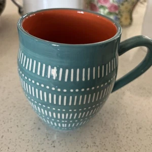 Baum Tangier Turquoise & Orange Mug W/ Handle China/porcelain - Picture 1 of 4