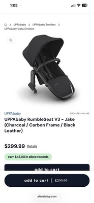 Asiento Uppababy RumbleSeat V3 Jake carbón Rumble para cochecito Vista Foto 1 de 4