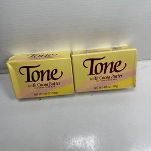 Vtg 1990s Tone Cocoa Butter Skin Care Bar Soap Yellow Bath 4.7oz 2 Bars NEW C - Picture 1 of 4
