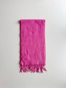 NWT LACOSTE Hot Pink Wool Cashmere Blend Knit Fringed Rectangle Scarf - Bild 1 von 12