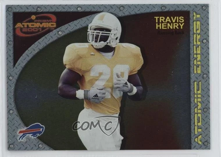 2001 Pacific Prism Atomic Atomic Energy Travis Henry #2 Rookie RC - Image 1 of 2