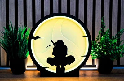 Itachi Uchiha Round LED Lamp – 3D Anime Night Light for Naruto Fans - Image 1 of 2