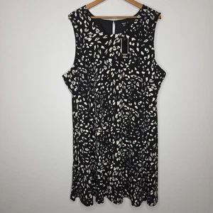 Premise Womens Black Abstract Sleeveless Dress Size 3X Keyhole Mature Career NWT - Picture 1 of 12