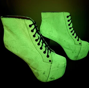 Glow In The Dark Jeffrey Campbell Last Havana Lita Platform Heel Boots 9M *READ* - Picture 1 of 24