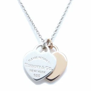 TIFFANY&Co. RTT Double Heart Tag mini Silver925 K18 rose gold Necklace/294411 - Picture 1 of 6