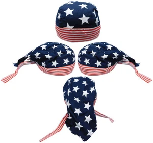 USA American Blue Stars United States U.S. Do Rag Doo Rag Skull Cap Head Wrap - Picture 1 of 5