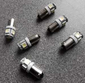 6 x White LED BULBS 6v 287 293 641 951 BA9S H6W 1 SMD Small Bayonet 6 Volts  - Picture 1 of 6