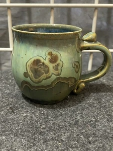 Bill Buckingham Signed Green Mug Cup Crystalline Glazed Hawaii - Picture 1 of 5