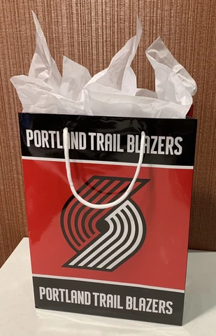 Portland Trail Blazers Official  13 X 10 Inch Glossy Gift Bag & White Gift Paper Cover