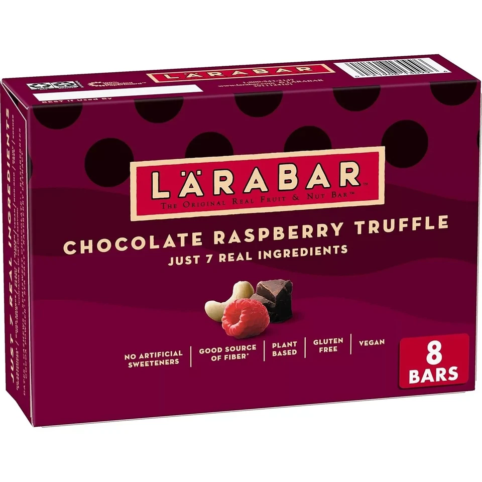Trufa Larabar Chocolate Frambuesa, Barritas de Frutas Veganas Sin Gluten, 8 ct Foto 1 de 1